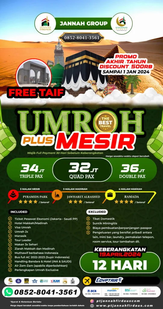 Harga Umroh Syawal Plus Mesir 2024