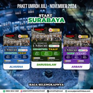 umroh agustus 2024 surabaya pt jannah firdaus tour travel 1446 hijriah