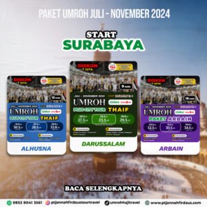 umroh juli 2024 surabaya pt jannah firdaus tour travel 1446 hijriah