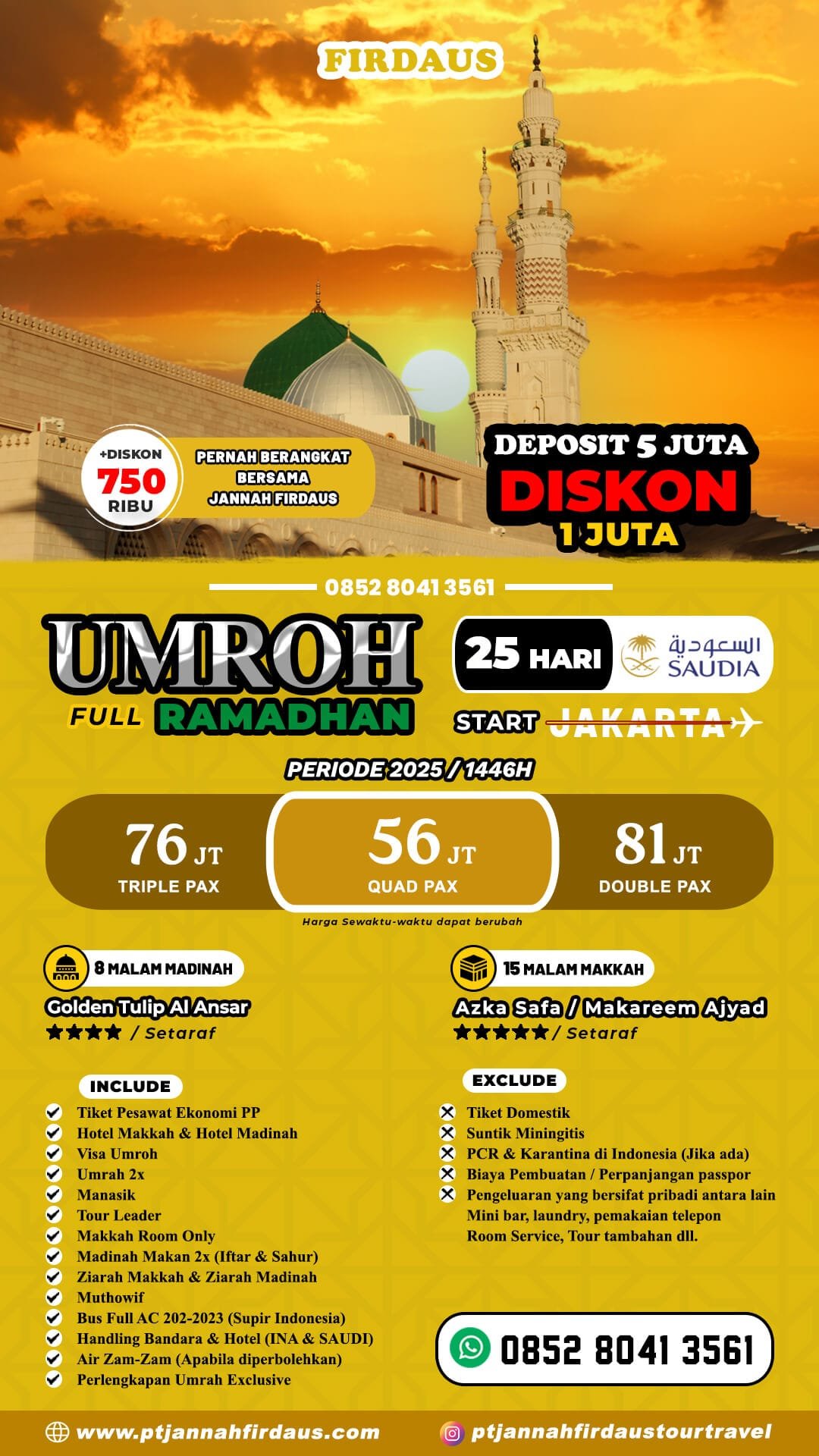 Umroh Bulan Ramadhan Firdaus Full 25 Hari 2025