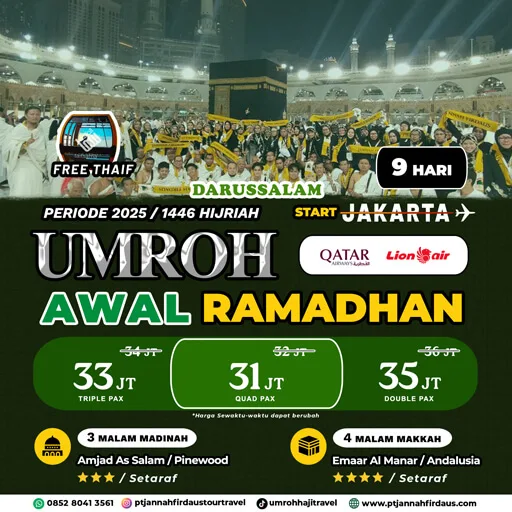 biaya paket umroh Awal Ramadhan darussalam 2025