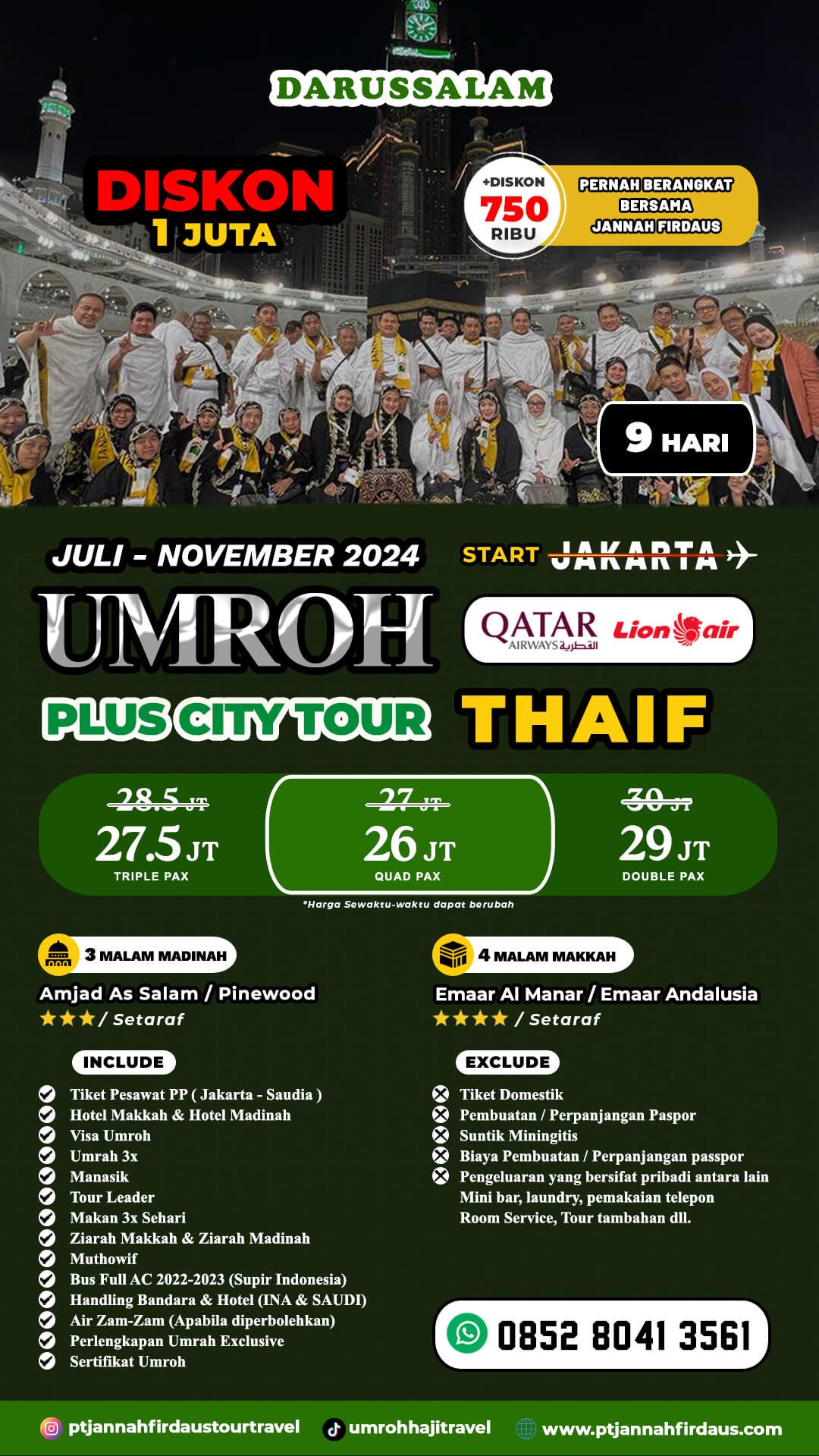 Umroh 9 Hari 2024 Darussalam Jannah Firdaus