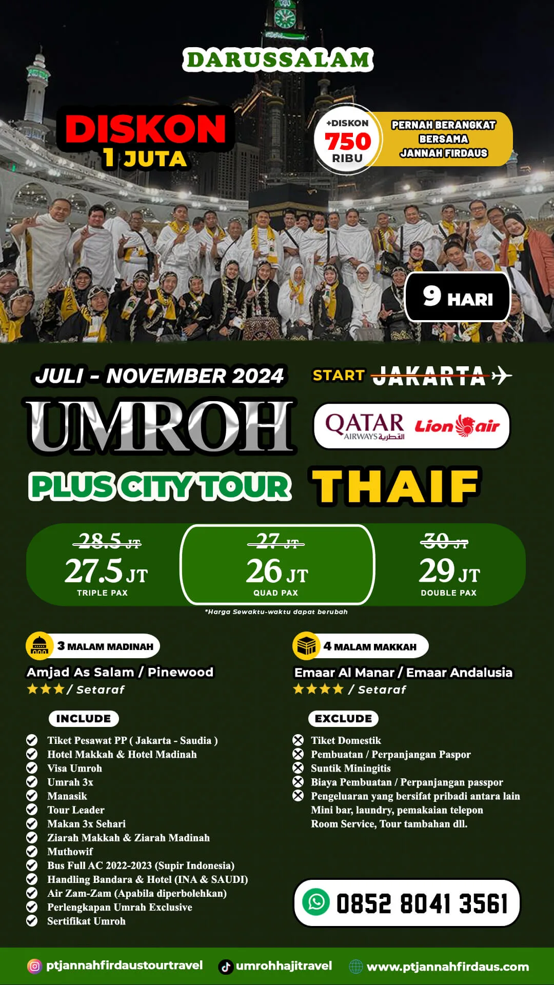Umroh 9 Hari 2024 Darussalam 1 Umroh 9 Hari 2024 Darussalam Jannah Firdaus