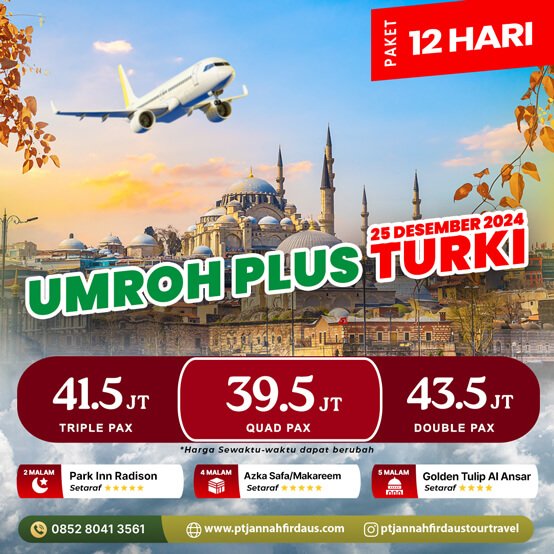 Umroh Plus Turki Desember 2024 berangkat 25 desember 2024 Flyer