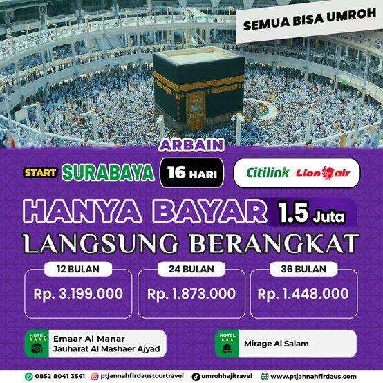 paket arbain surabaya cicilan umroh 2024