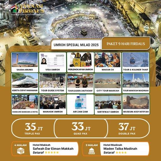 umroh milad jannah firdaus 2025 paket 9 hari