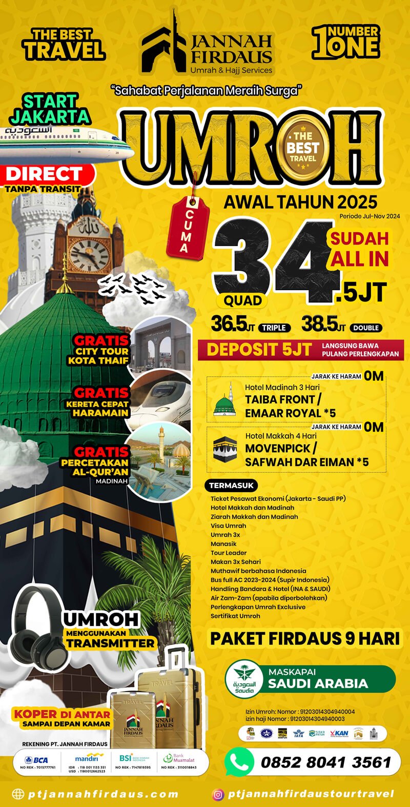 Paket Umroh Januari Februari 2025 Firdaus 9 Hari