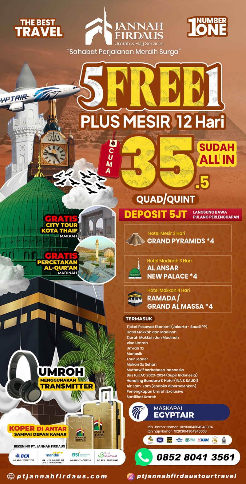 Paket Umroh Plus Mesir Januari Februari 2025 5 FREE 1