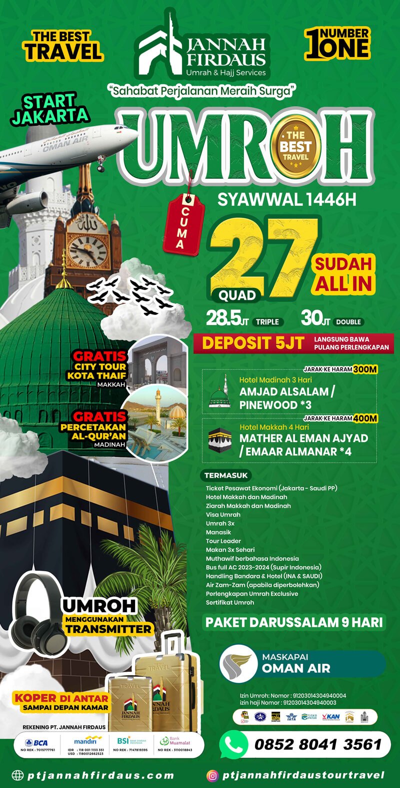 Paket Umroh Syawal 2025 Darussalam 9 Hari