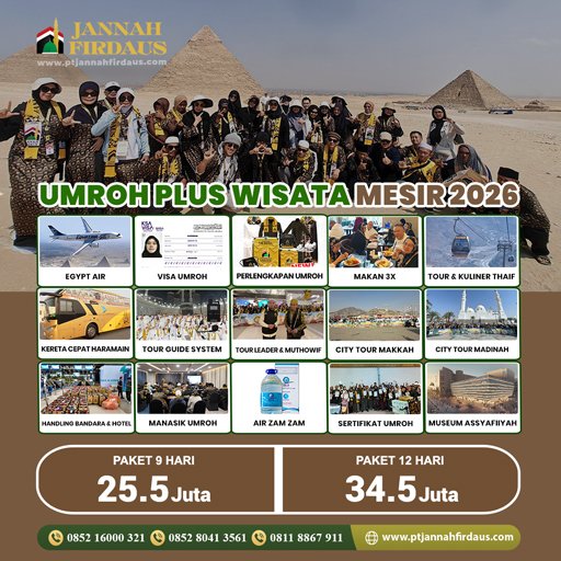 Jannah Firdaus Travel Umroh Haji 130 umroh plus wisata mesir 2026