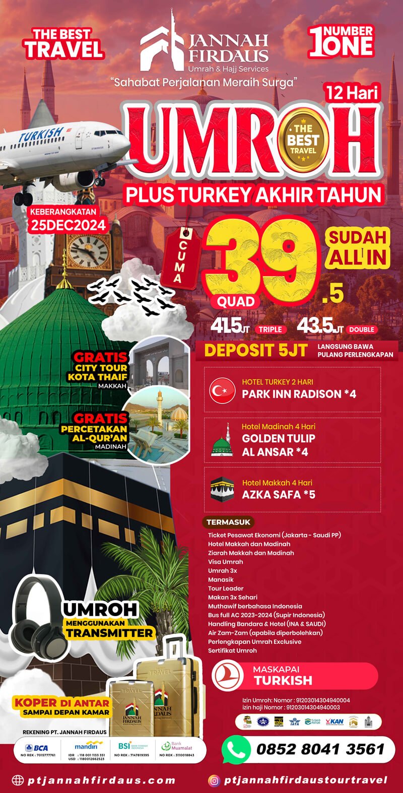 paket umrah plus turki desember 2024