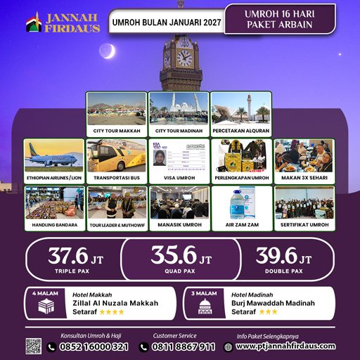 umroh bulan januari 2027 arbain new