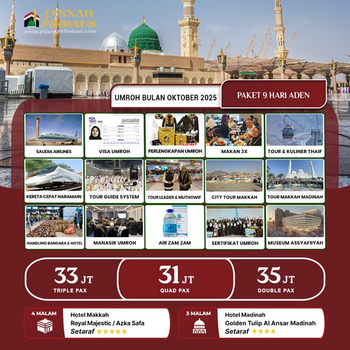 umroh bulan oktober 2025 aden paket 9 hari