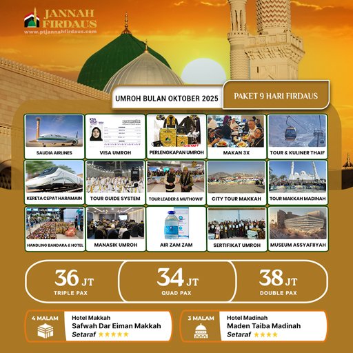 umroh bulan oktober 2025 firdaus paket 9 hari