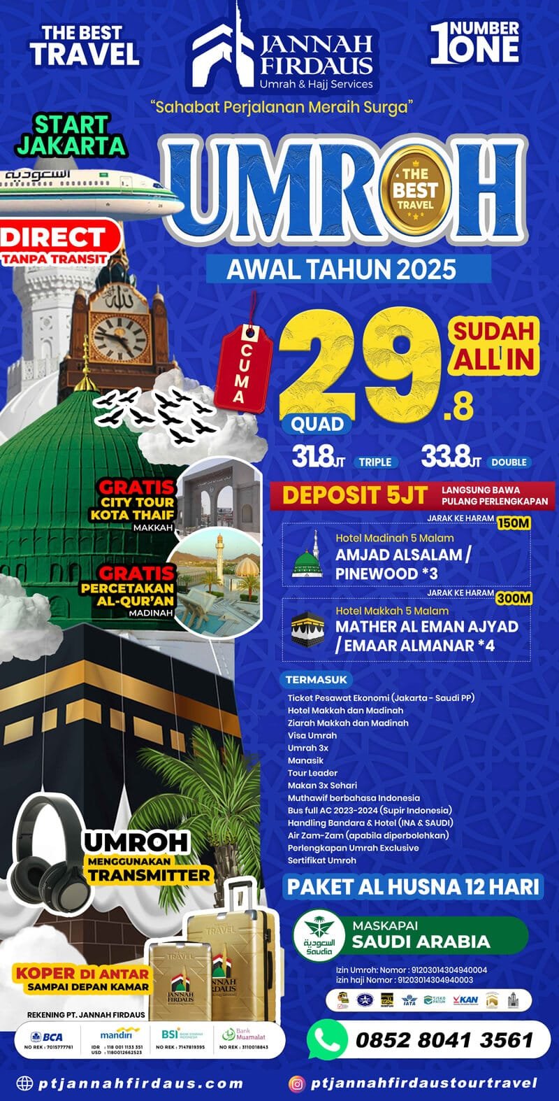 Paket Umroh Januari Februari 2025 Alhusna 12 Hari New