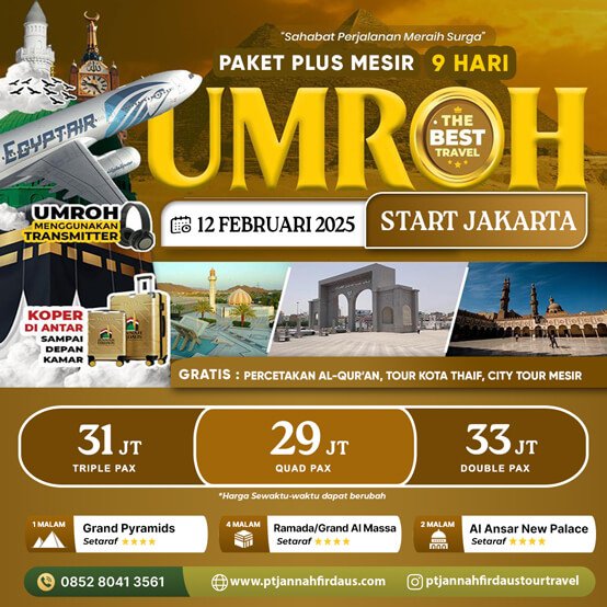 umroh plus mesir februari 2025 paket 9 hari