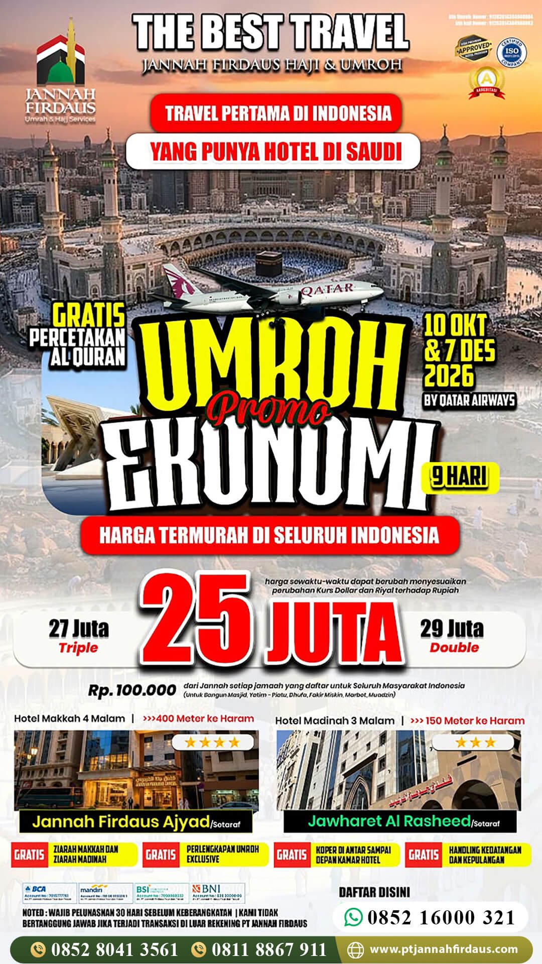 umroh promo 2026 jannah firdaus tour travel paket 9 hari