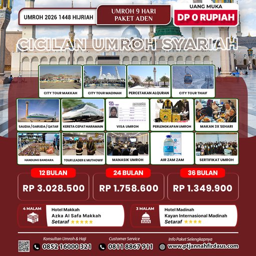 cicilan umroh syariah 2026 aden 1448 hijriah