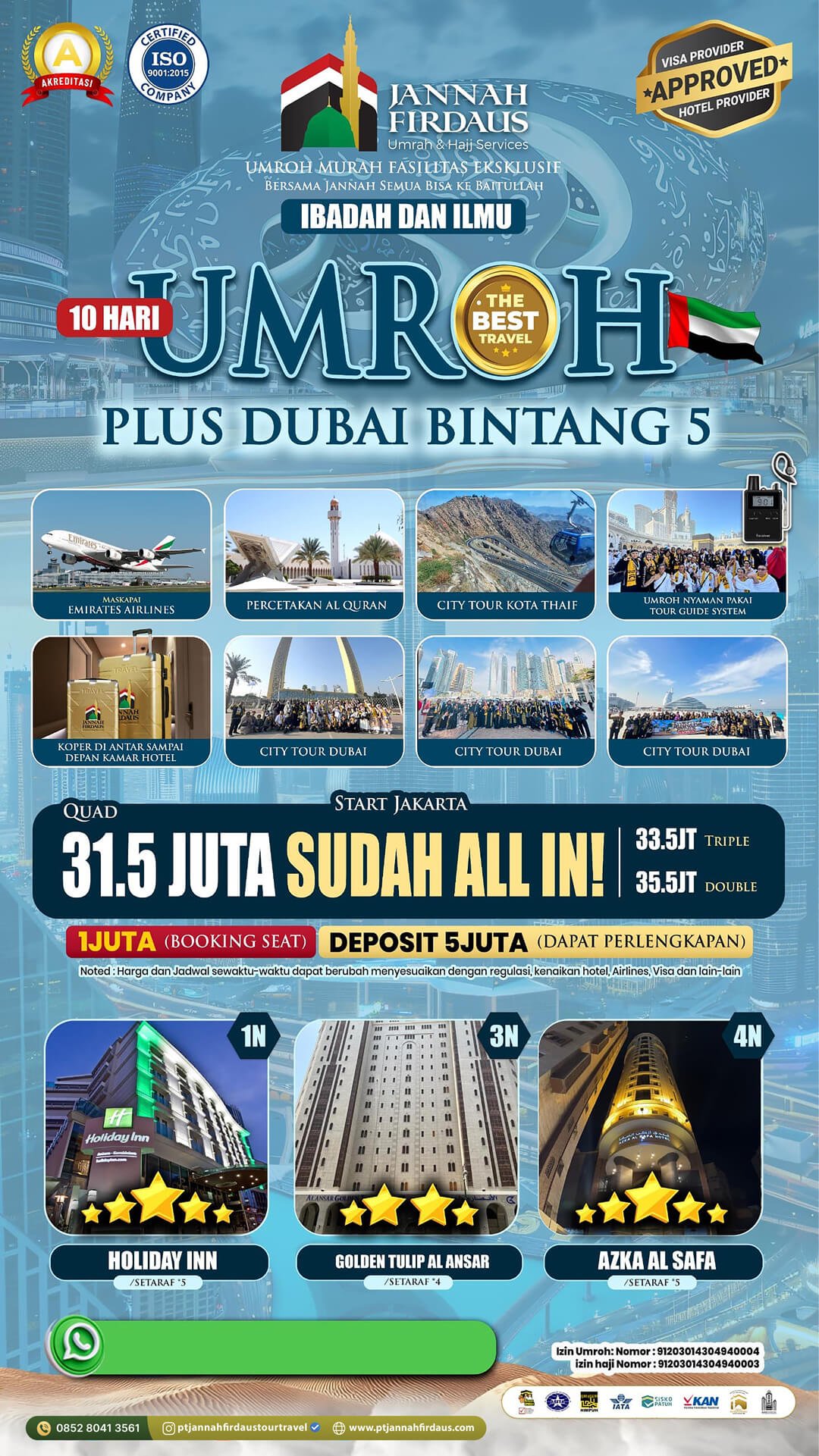 Harga Paket Umroh Terbaru 2025 2026 6 umroh plus dubai 2025 pt jannah firdaus flyer