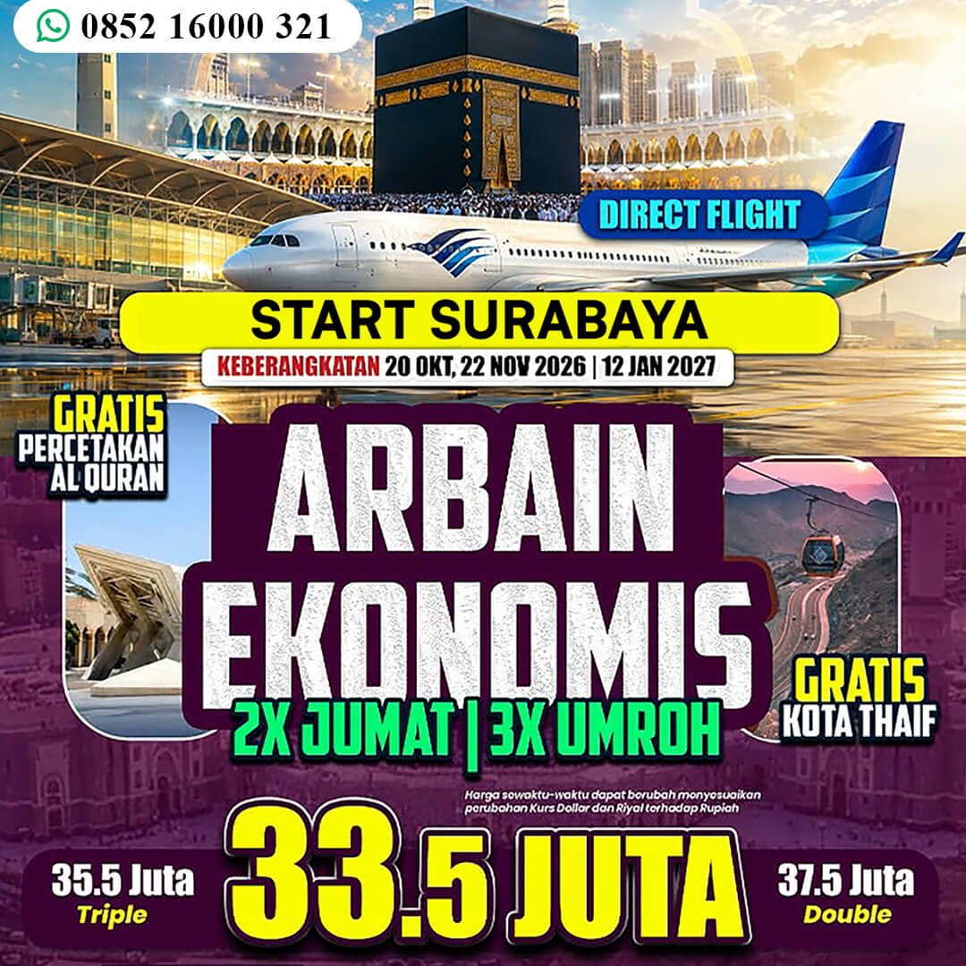 umroh surabaya jannah firdaus paket arbain 16 hari 1448 hijriah