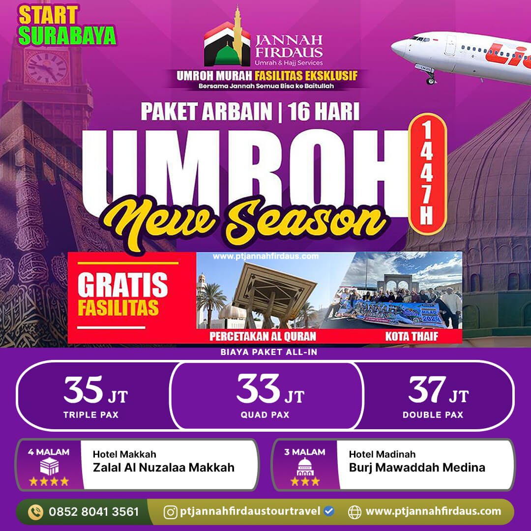 umroh arbain surabaya 2025 1447 hijriah