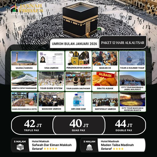 umroh bulan januari alkautsar 2026 paket 12 hari