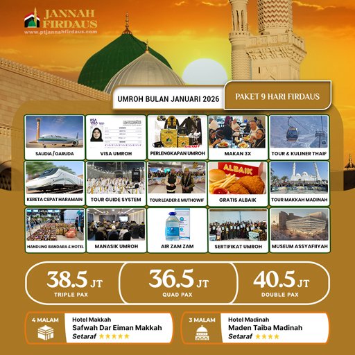 umroh bulan januari firdaus 2026 paket 9 hari