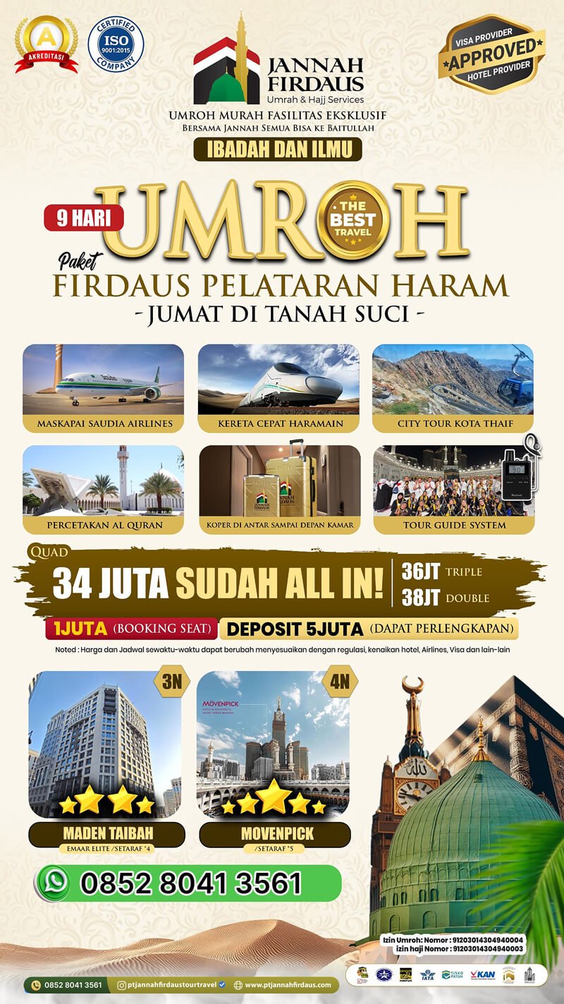 Harga Paket Umroh Terbaru 2025 2026 3 9 hari hotel pelataran