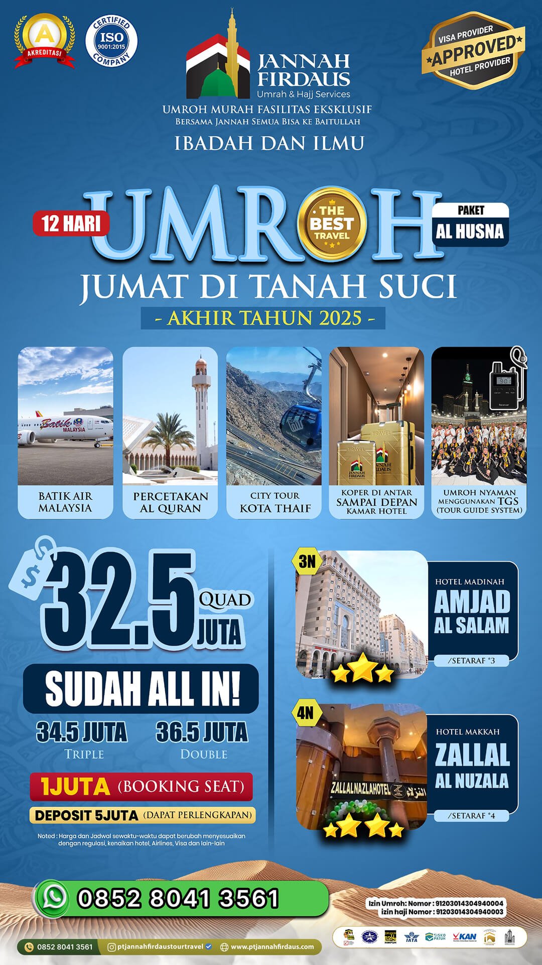 Harga Paket Umroh Terbaru 2025 2026 135 umroh akhir tahun 2025 alhusna flyer