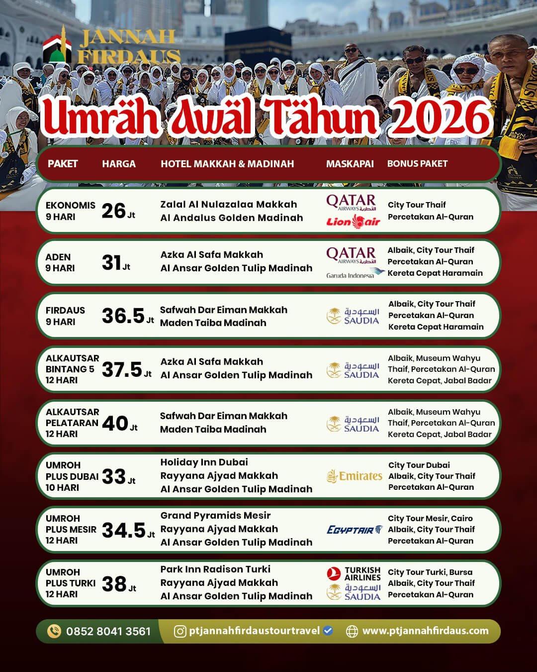 Harga Umroh Awal Tahun 2026 32 umroh awal tahun 2026