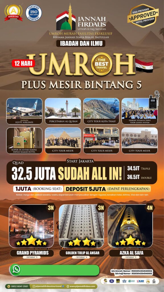 Harga Umroh Plus Mesir Oktober 2025 1 umroh plus mesir 2025 pt jannah firdaus flyer