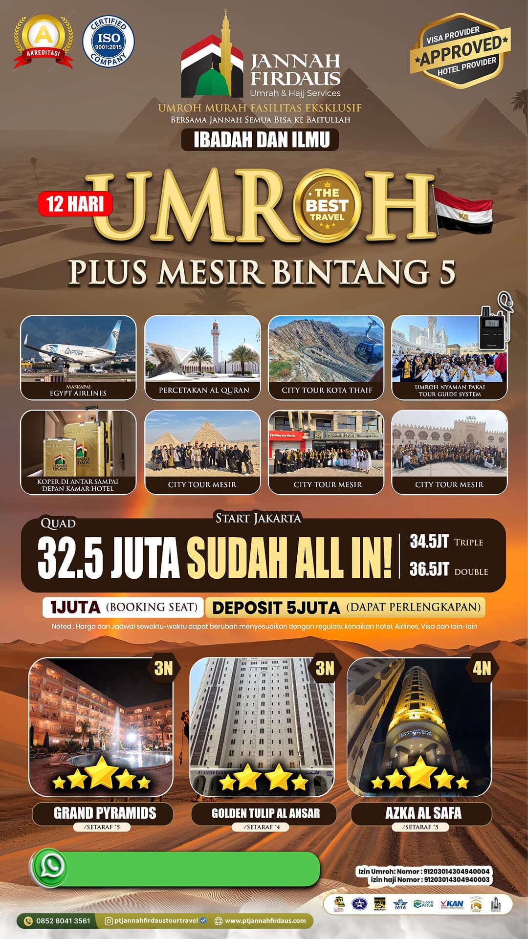 Harga Paket Umroh Terbaru 2025 2026 7 umroh plus mesir 2025 pt jannah firdaus flyer