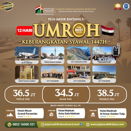 Umroh Plus Mesir Syawal 2026 Jannah Firdaus Tour Travel