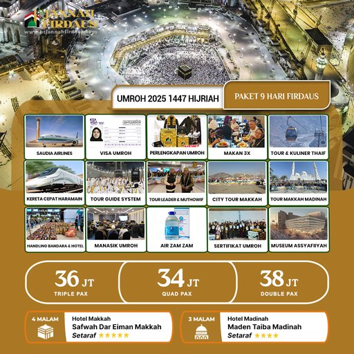 umroh 2025 paket 9 hari firdaus