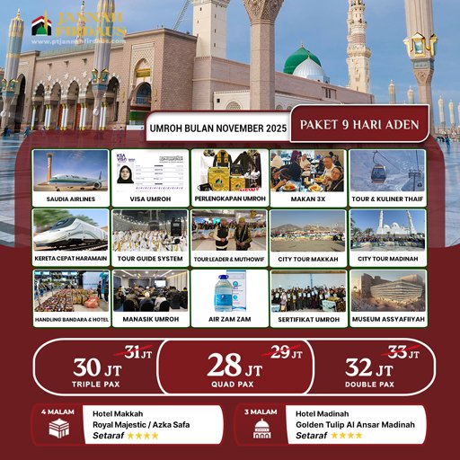 umroh bulan november 2025 aden paket 9 hari diskon 1 juta