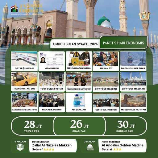 umroh bulan syawal promo 2026 paket 9 hari
