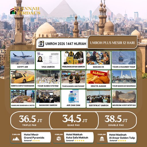 umroh plus mesir 2026 paket 12 hari