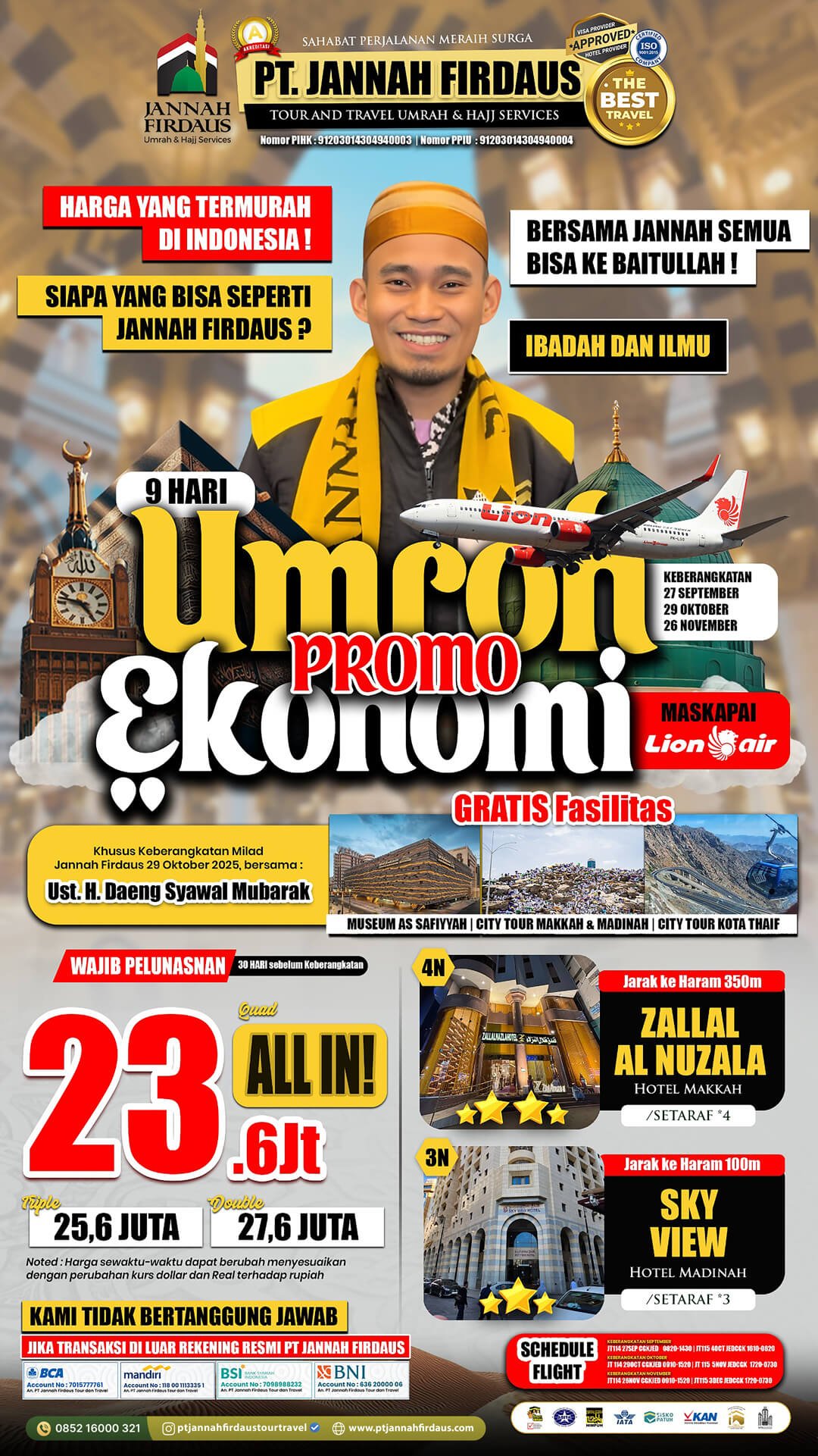 umroh promo 2025 jannah firdaus tour travel flyer