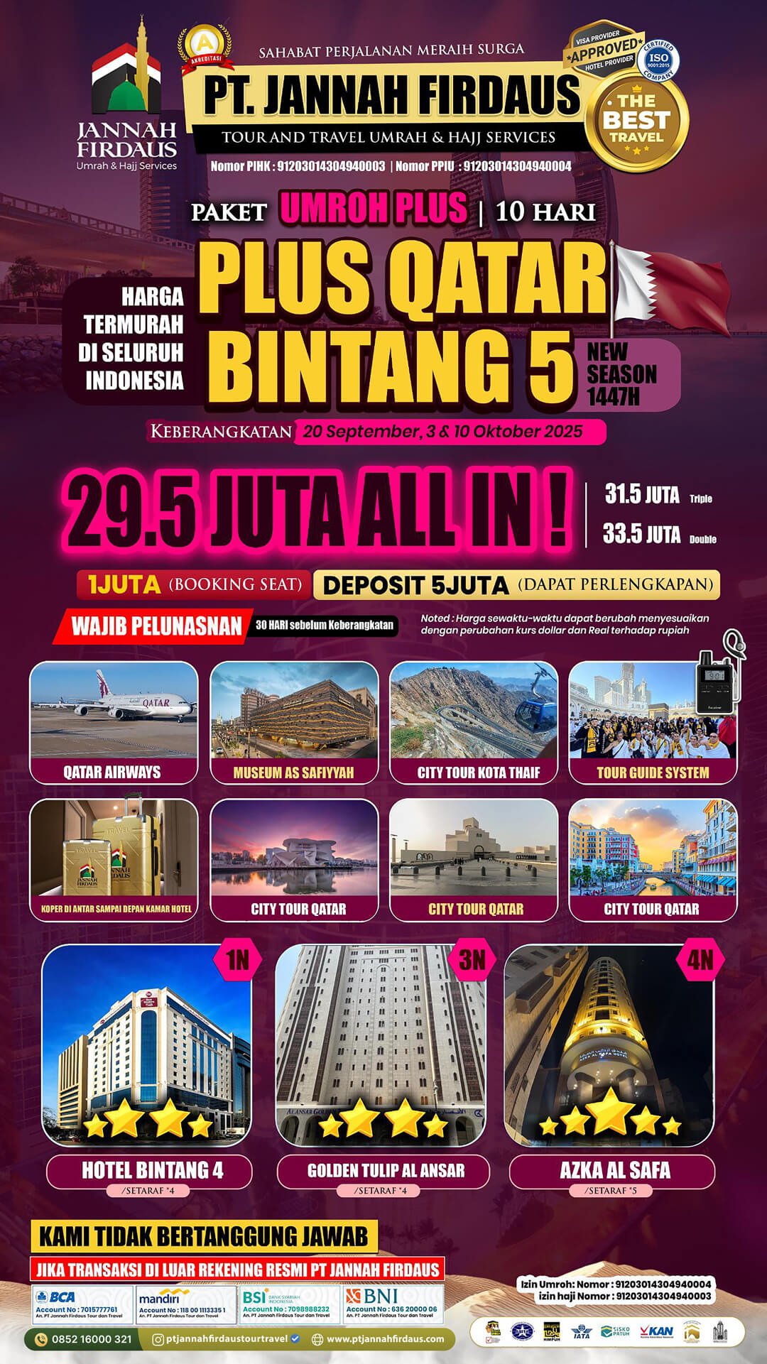 Biaya Paket Umroh September 2025 8 umroh september 2025 jannah firdaus paket umroh plus qatar