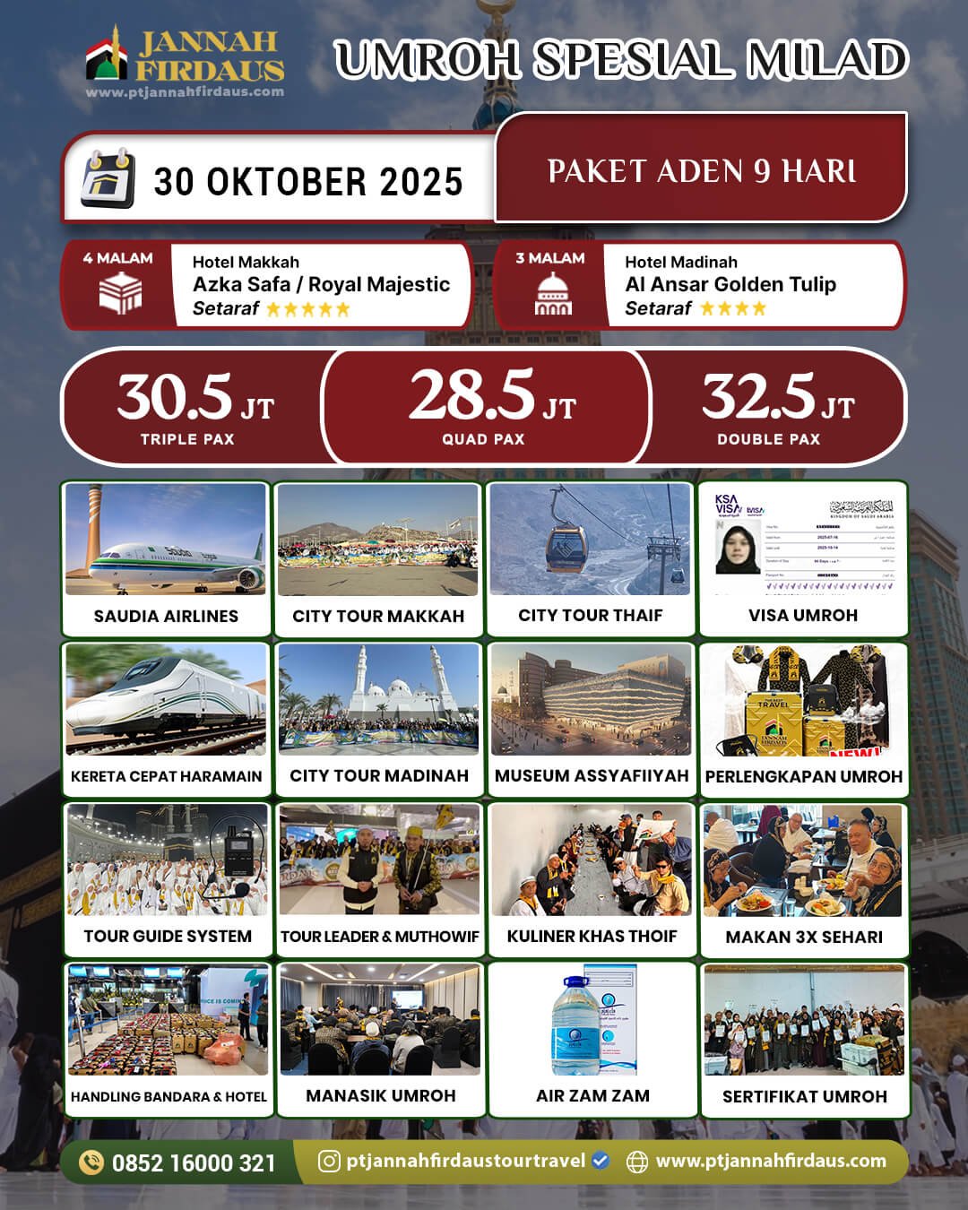 Umroh Milad Jannah Firdaus 2025 Paket Aden 30 Oktober