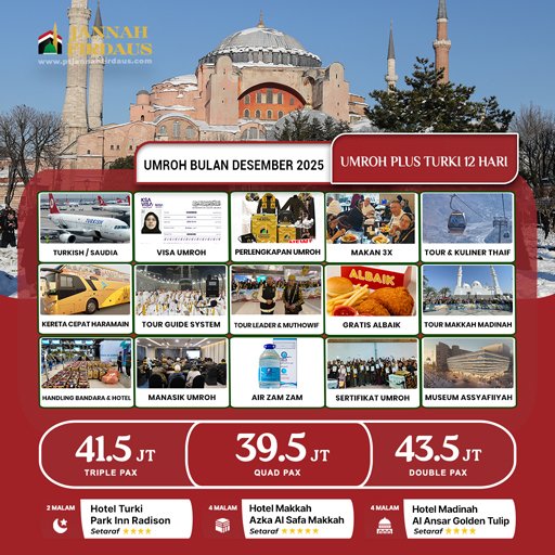 umroh bulan desember 2025 paket umroh plus turki 12 hari