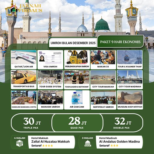 umroh bulan desember promo 2025 paket 9 hari
