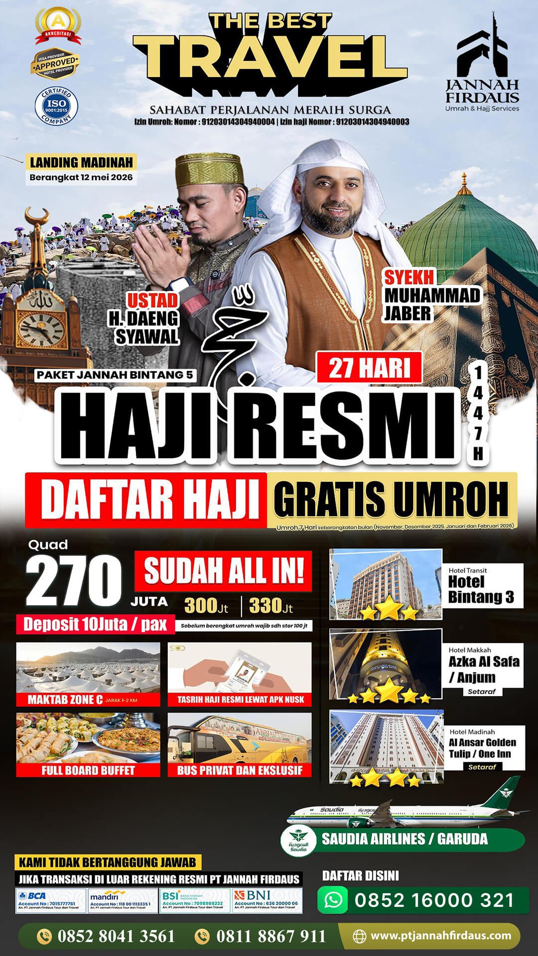 Haji 2026 Jannah Firdaus Tour Travel 1 Haji Tanpa Antri 2026 Bersama Syekh Muhammad Jaber Paket Ekonomis