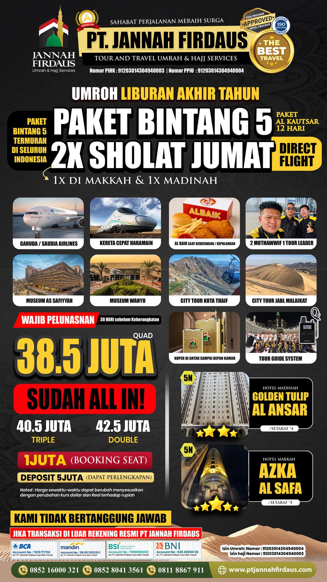 Harga Paket Umroh Terbaru 2025 2026 5 paket umroh akhir tahun 2025 alkautsar bintang 5