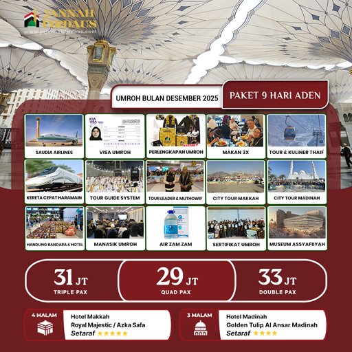 umroh awal desember 2025 aden paket 9 hari