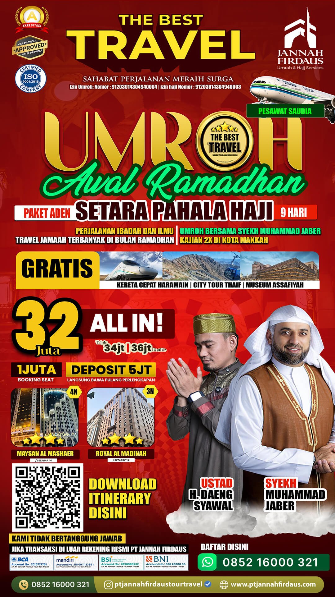umroh awal ramadhan 2026 aden paket 9 hari