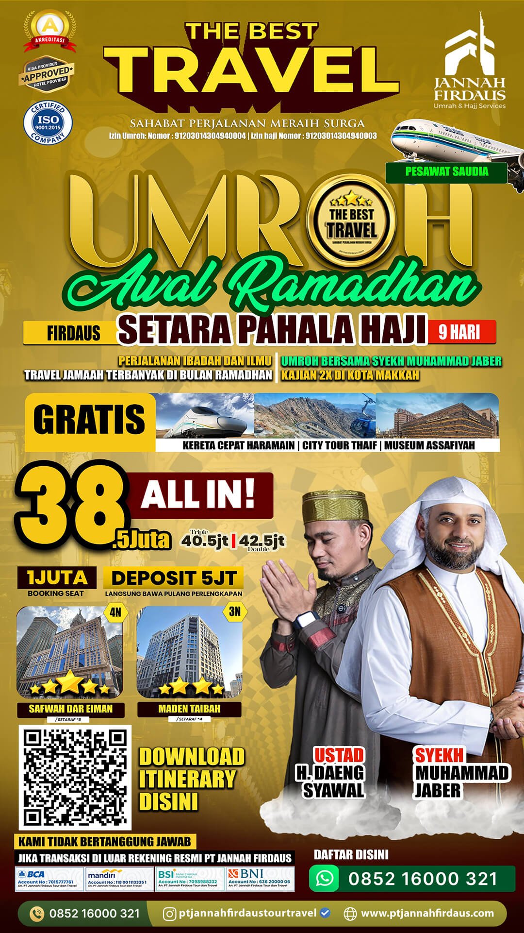 umroh awal ramadhan 2026 firdaus paket 9 hari