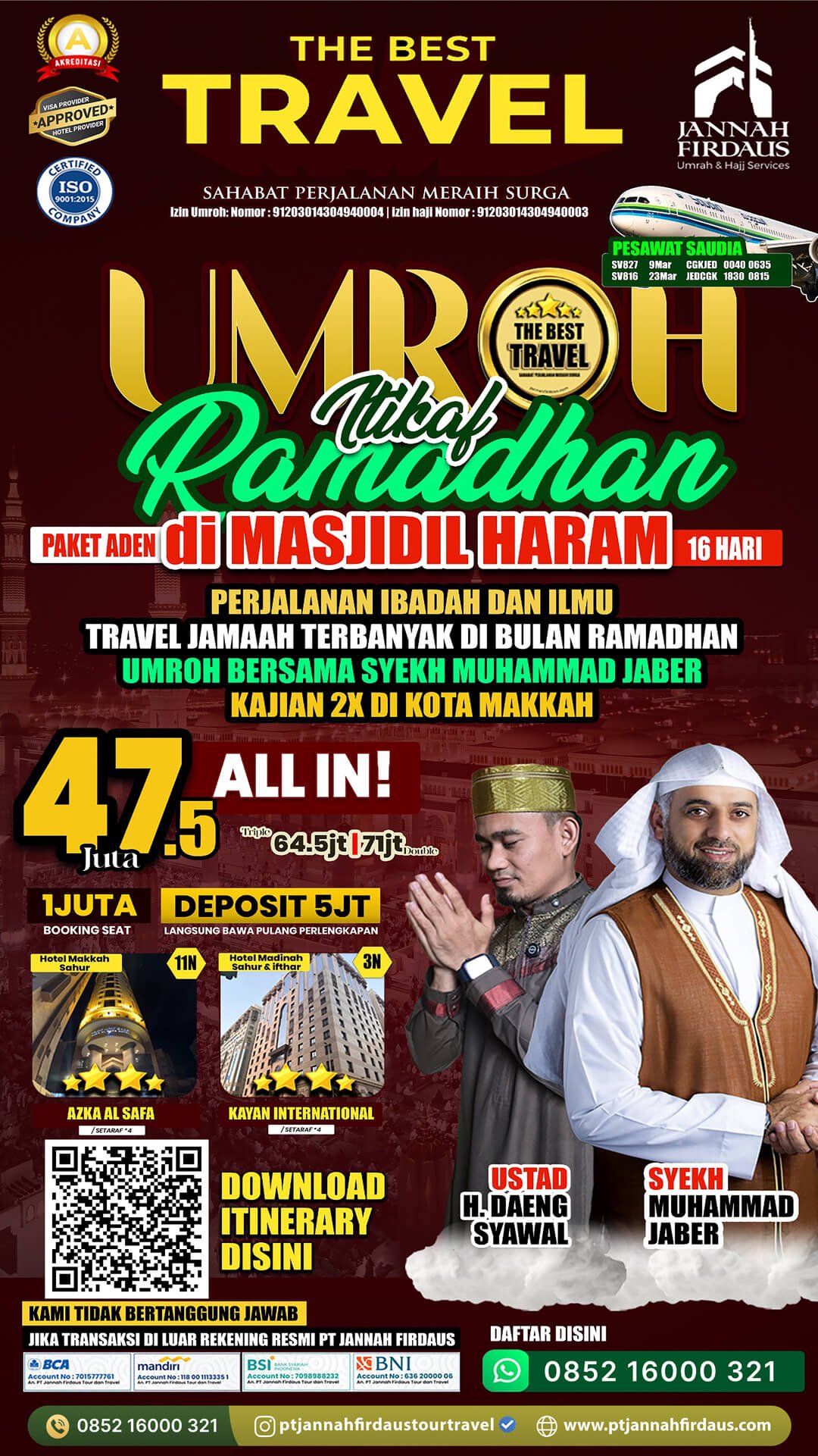 umroh itikaf ramadhan 2026 aden paket 16 hari