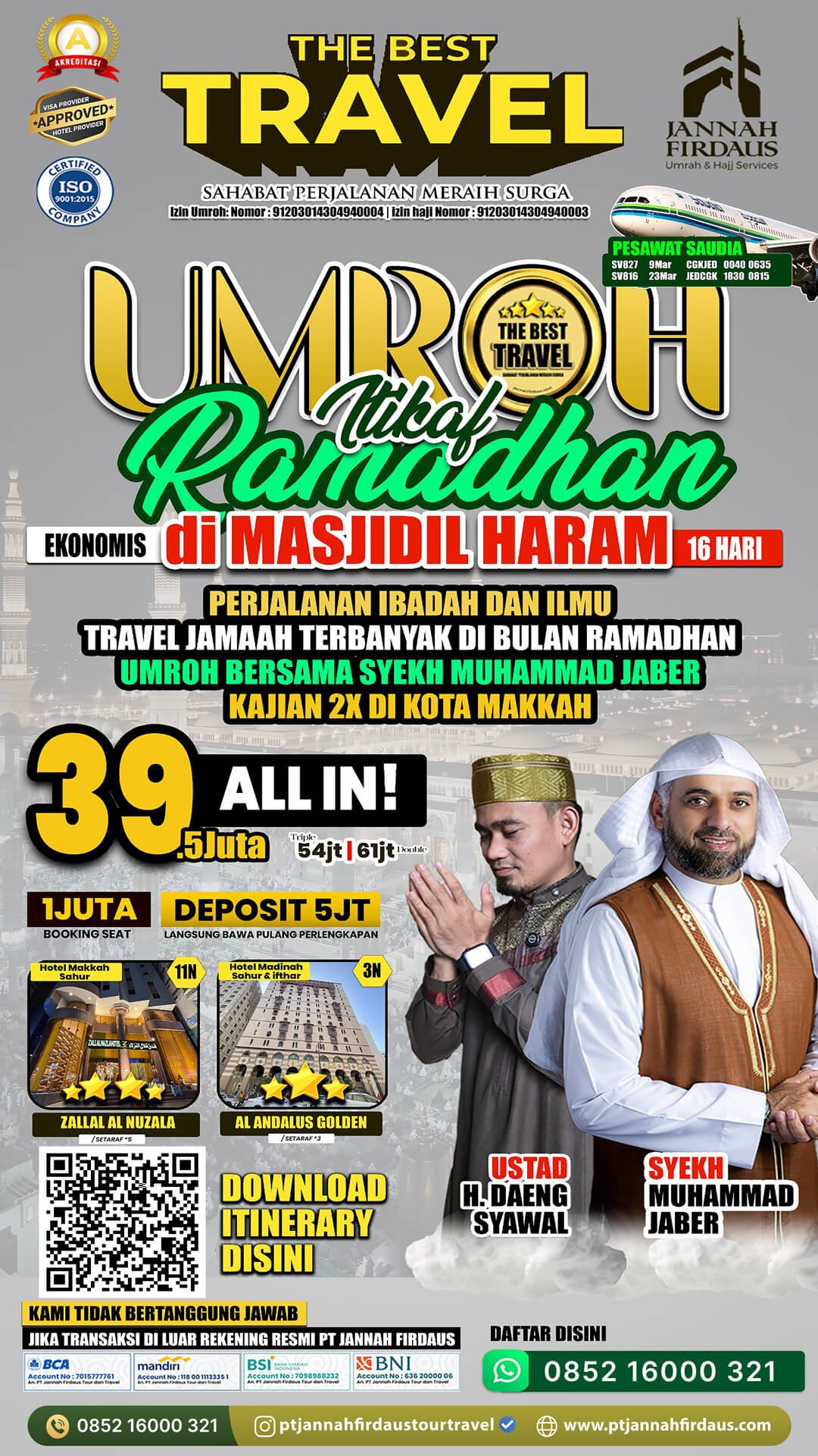 umroh itikaf ramadhan 2026 ekonomis paket 16 hari