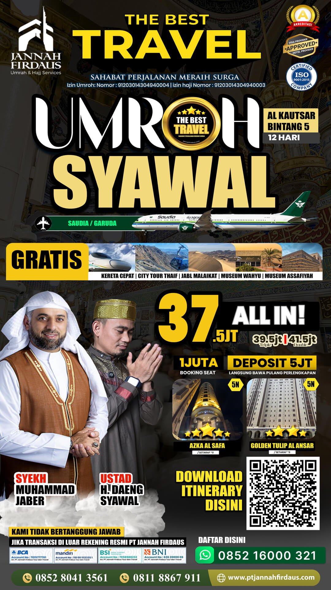 Harga Umroh Maret 2026 20 umroh syawal 2026 paket alkautsar 12 hari